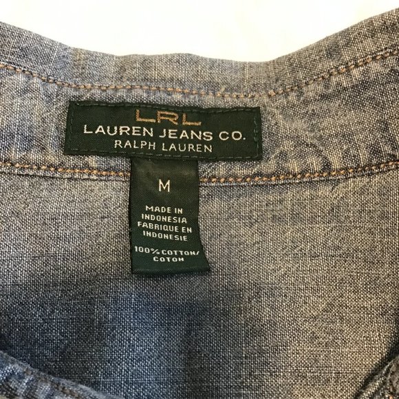LAUREN Ralph Lauren women's sleeveless denim button down shirt - Picture 7 of 9